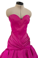 Spectacular Spring 2005 Oscar de la Renta Runway Look 53 Strapless Deep Pink Silk Dress w Full Skirts