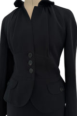 Pre-Fall 2011 Christian Dior by John Galliano Black Silk Suit w Back Flared Skirt & Gathered Detailed Jacket