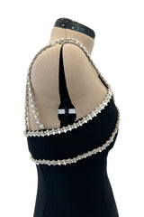 Incredible & Rare Fall 1995 Todd Oldham Runway Black Silk Creoe Dress w Large Crystal Detailing
