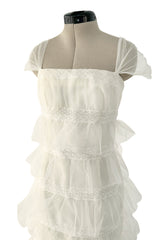 Dreamiest 2005 Blumarine Sposa Ivory Sulk & Tulle Ruffled Wedding Dress w Lace & Beading