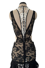 Exquisite Spring 2016 Alexander McQueen by Sarah Burton Runway Look 34 Black & White Lace Cut Out Dress
