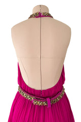 Gorgeous Pre-Fall 2011 Alexander McQueen by Sarah Burton Pink Silk Chiffon Dress w Jeweled Belt