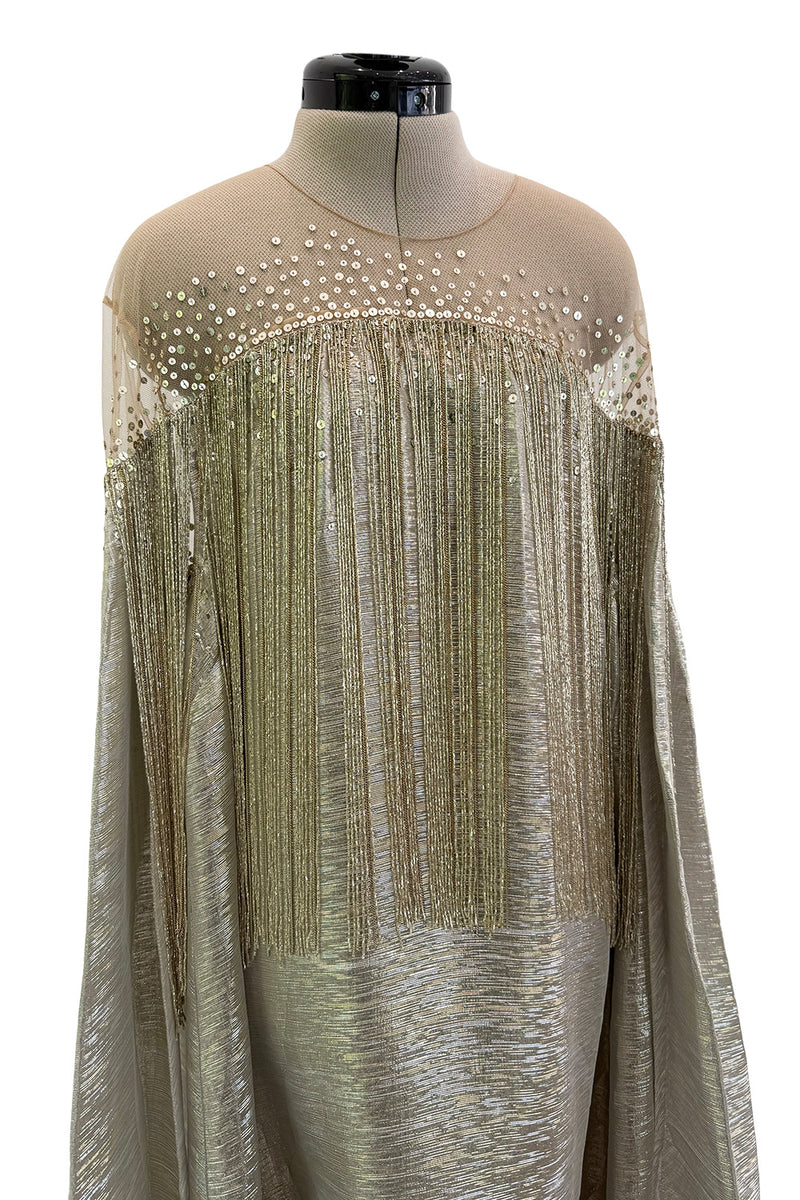 Dreamy Spring 2019 Oscar de la Renta by Laura Kim & Fernando Garcia Runway Look 57 Gold Silver Bead Caftan Dress