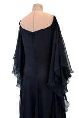 Beautiful Fall 2002 Valentino by Mr. Valentino Runway Look 65 Flowing Black Silk Chiffon Caftan Dress