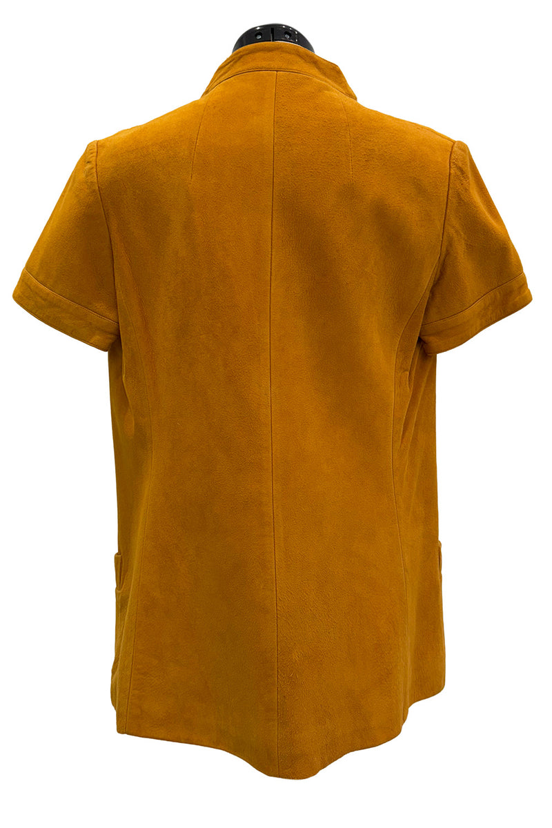 Late 1960s Christian Dior by Marc Bohan Chic Mustard Coloured Short Sleeved Soft Suede Jacket & Belt