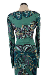 Fabulous Fall 2011 Emilio Pucci by Peter Dundas Runway Look 3 Green Print Corset Front Dress