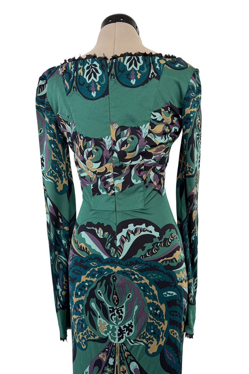 Fabulous Fall 2011 Emilio Pucci by Peter Dundas Runway Look 3 Green Print Corset Front Dress