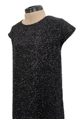 Glamourous 2014 Christian Dior by Raf Simons Densely Covered Black Sequin Dress w Pink Lining