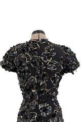 Chic Resort 2018 Michael Kors Runway Look 44 Black Dress w Elaborate Gold & Black Sequin Detailing