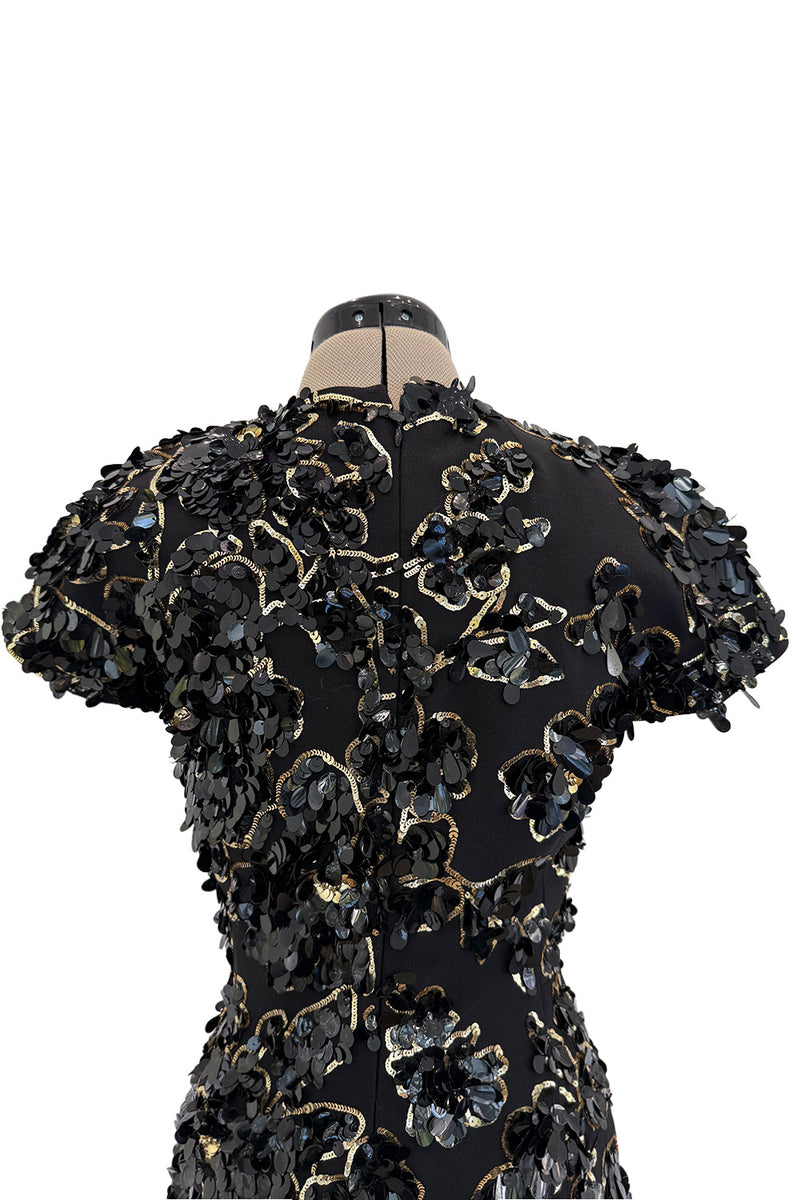 Chic Resort 2018 Michael Kors Runway Look 44 Black Dress w Elaborate Gold & Black Sequin Detailing