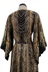 Pre-Fall 2016 Saint Laurent by Hedi Slimane Runway Look 37 Gold Metallic Thread & Sequin Feather Dress