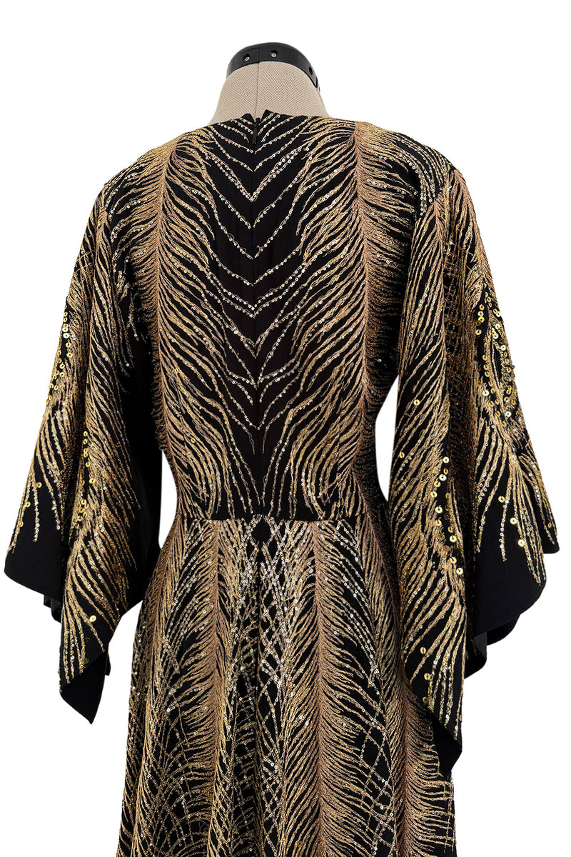 Pre-Fall 2016 Saint Laurent by Hedi Slimane Runway Look 37 Gold Metallic Thread & Sequin Feather Dress