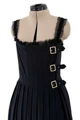 Pre-Fall 2013 Chanel by Karl Lagerfeld Runway Look 65 Black Silk Pleated Dress