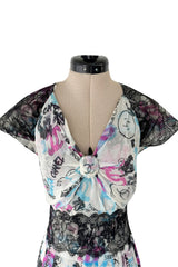 Spectacular Cruise 2007 Chanel by Karl Lagerfeld Chanel Print Silk Chiffon Dress