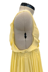 Ethereal 2000s Christian Dior by John Galliano Pale Yellow Silk Chiffon Dress w Barely There Bodice