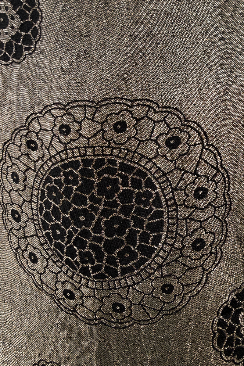 Decadent 1920s Unlabeled Real Metal Thread Metallic Lame & Black Pattern Easy Fit Top