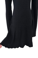 Fantastic 1990s Azzedine Alaia Ribed Black Knit Mini Dress w Flared Skirt & Inner Boy Shorts