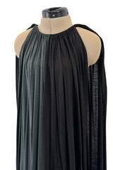 Dramatic Recent Chloe Black & Grey Jersey Dress w Floor Length Attached Cape Panels