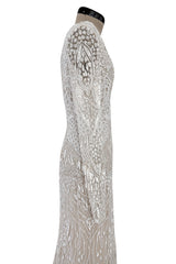 Beautiful Spring 2022 Naeem Khan Bridal Collection 'Salinas' Ivory Net Dress w Sequin Pattern & Trained Skirt
