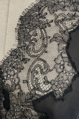 Beautiful mid-1980s  Emanuel Ungaro Haute Couture Black Silk Chiffon & Handmade Lace Wrap Top