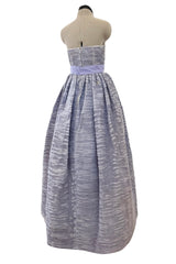 Elegant Late 1950s Sybil Connolly Couture Pale Lavender Pleated Linen Strapless Dress w Shawl