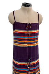 Spring 1977 Christian Dior by Marc Bohan Purple & Multi Coloured Stripe Cotton Jersey Dress