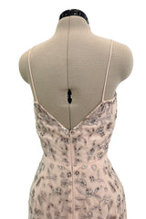 Dreamy Spring 2012 Oscar de la Renta Runway Look 47 Nude Pink Feather Dress w Silver Thread Flowers Detailing