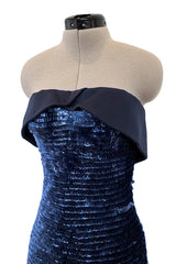 Outstanding Spring 2011 Giorgio Armani Runway Look 60 & Ad Campaign Strapless Blue Sequin Dress