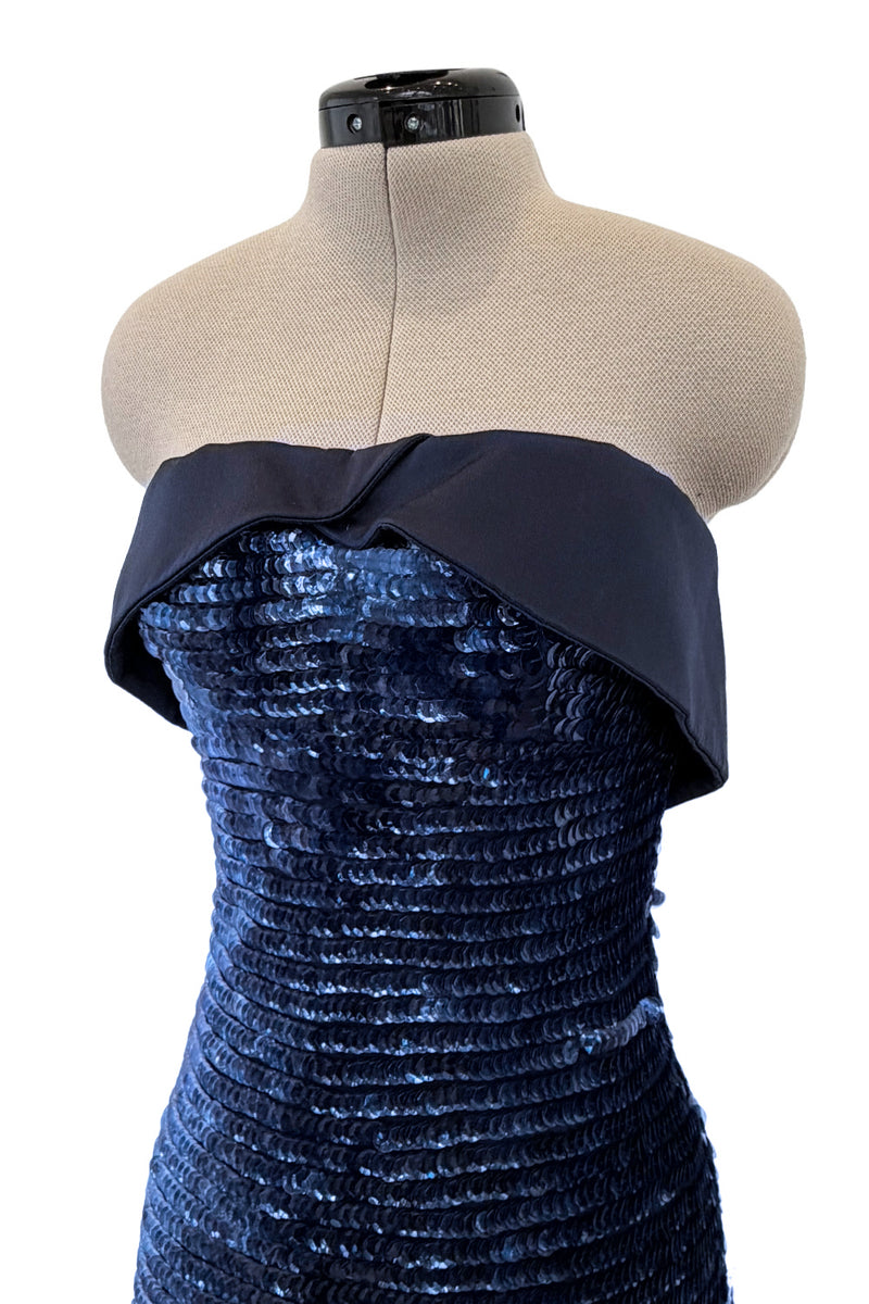 Outstanding Spring 2011 Giorgio Armani Runway Look 60 & Ad Campaign Strapless Blue Sequin Dress
