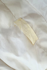 Rare 1980s Pierre Cardin Haute Couture Ivory Silk One Sleeve Ruffle Top w Black Silk Bow