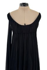 Extraordinary Fall 2008 Alexander McQueen 'The Girl Who Lived in the Tree' Black Silk Chiffon Trained Corset Dress