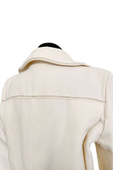 Fabulous Late 1970s Mini Ted by Ted Lapidus Ivory Playsuit w Front Zipper & Rhinestone Trim