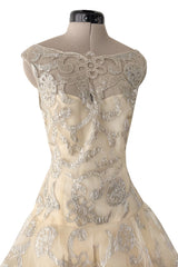 Dreamy Pre-Fall 2015 Oscar de la Renta Look 36 Metallic Gold Applique & Ivory Net Dress