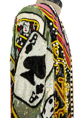 Incredible 1980s Bob Mackie Main Label Fully Sequin & Beaded Oversized Casino Themed Jacket