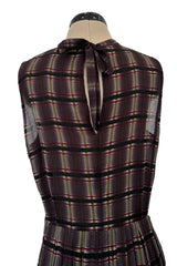 Prettiest Spring 2004 Prada Runway Look 31 Feather Light Grey & Green Silk Chiffon Plaid Dress