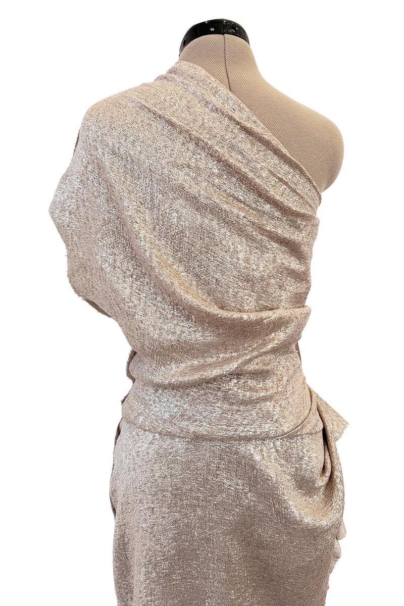 Spectacular Spring 2011 Lanvin by Alber Elbaz Pale Metallic Gold Silver Lame One Shoulder Dress