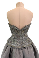 Incredible Fall 1996 Nina Ricci by Gerard Pipart Haute Couture Runway Strapless Silver & Gold Dress