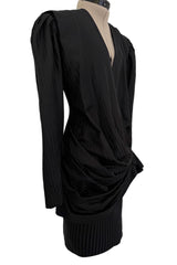 Fabulous Spring 1985 Emanuel Ungaro Haute Couture Runway Black Stripe Jacket & Skirt Set