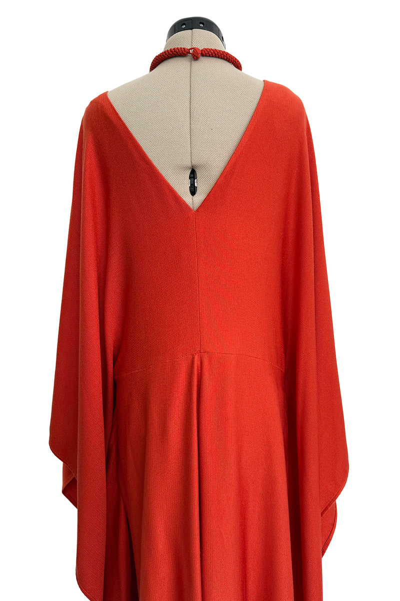 Spring 2022 Chloe by Gabriela Hearst Deep Burnt Orange Silk Caftan Dress w Hand Braided & Shell Detailing