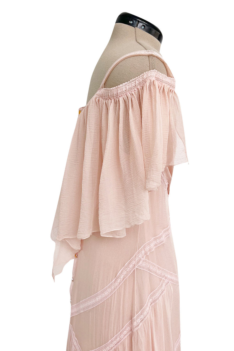 Exceptional Spring 2005 Chanel by Karl Lagerfeld Runway Blush Pink Crepe Silk Chiffon Dress