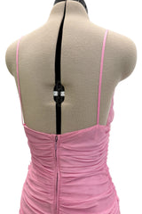 Recent Prada by Miuccia Prada Pale Pastel Pink Silk Chiffon Gathered Halter Dress