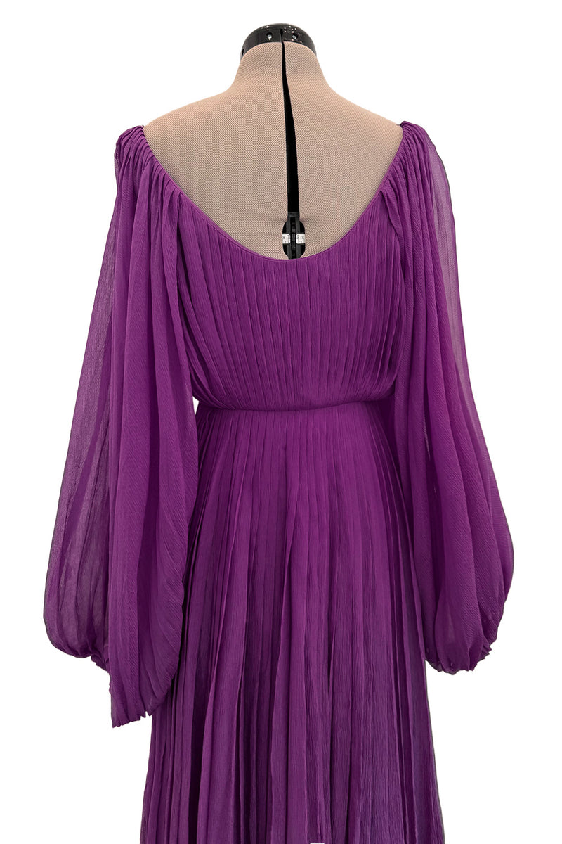 Spring 2024 Christian Dior by Maria Grazia Chiuri Runway Look 75 Purple Silk Chiffon Dress w Huge Balloon Sleeves
