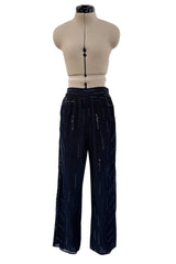 Ad Campaign Spring 2016 Giorgio Armani Runway Look 29 Three Piece Navy Top, Pant & Neckpiece Set