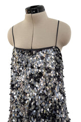 Easy-to-Wear Spring 2020 Emporio Armani Runway Look 59 Grey Silk Organza Silver Sequin Dress