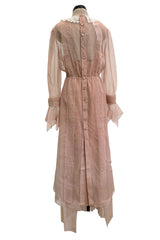 Fall 2020 Gucci by Alessandro Michele Runway Look 29 Dusty Pink Silk Dress & Skirt Overlay Set