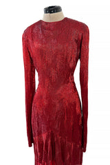 Phenomenal Fall 2011 Alexandre Vauthier Haute Couture Runway Look Hand Beaded Red Silk Chiffon Dress
