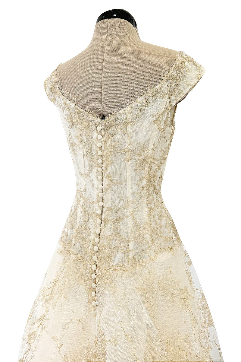 Dreamist Spring 2012 Alexander McQueen by Sarah Burton Soft Gold Lace on Ivory Net Wedding Dress