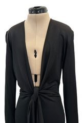 Spring 2018 Givenchy by Clare Wright Keller Long Tie Black Front Plunge Jersey Dress