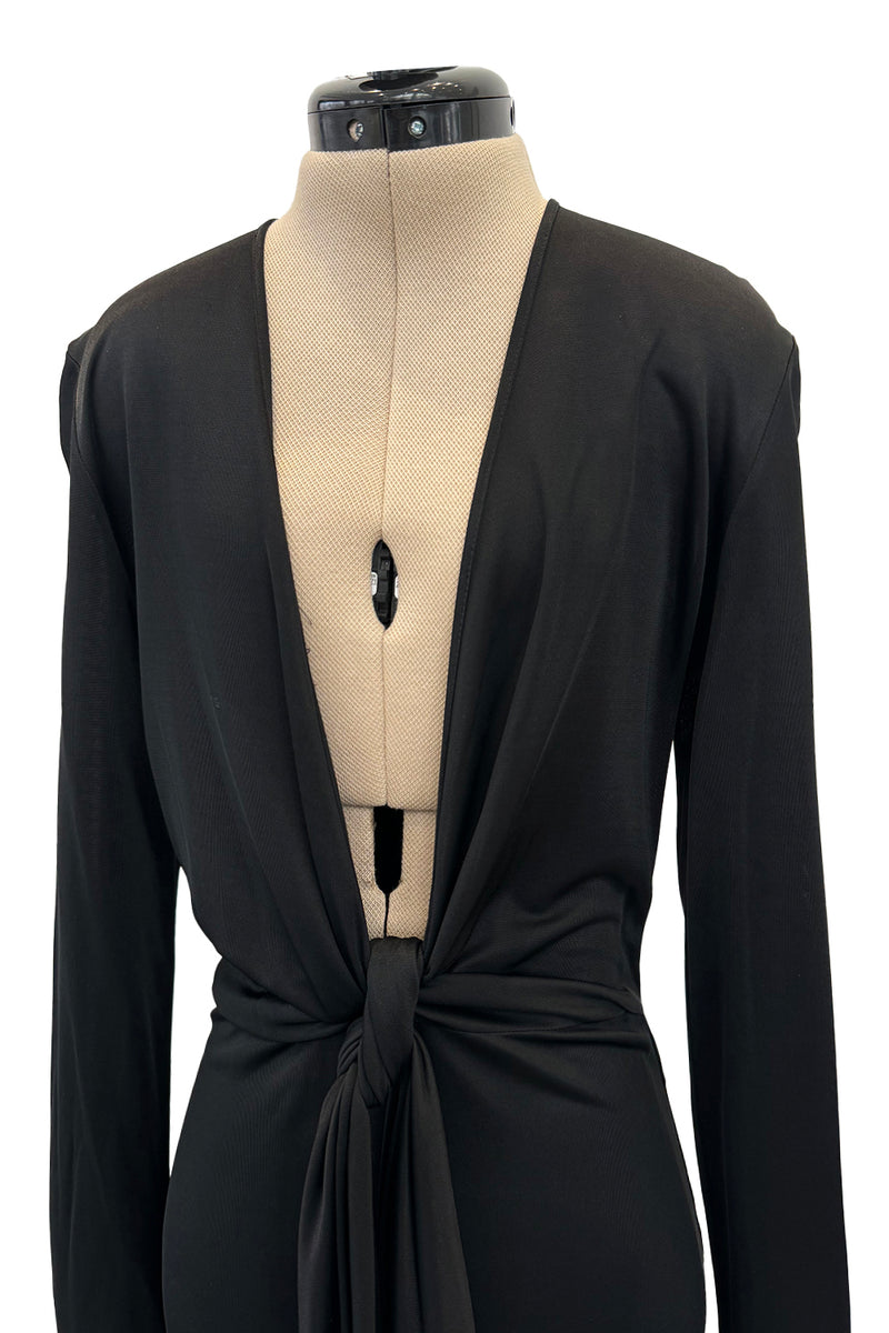 Spring 2018 Givenchy by Clare Wright Keller Long Tie Black Front Plunge Jersey Dress