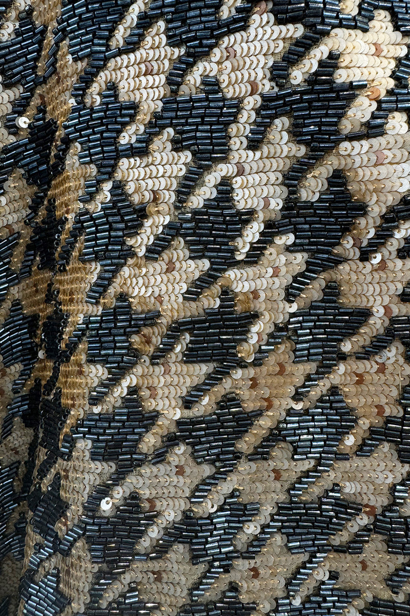 Impeccable Fall 1984 John Anthony Couture Black & Gold Hand Sequin & Beaded Runway Jacket